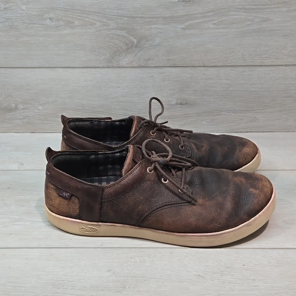 Chaco Mens Mahogany Leather Slip On Sneakers Shoes Sz 12